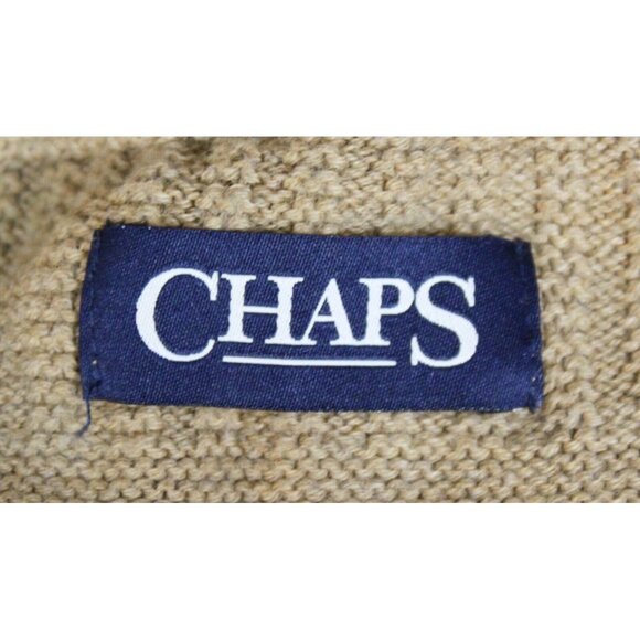 Chaps Knit Sweater sz S Beige Henley Mock Neck Warm Winter Comfort Partial Zip - Picture 6 of 8